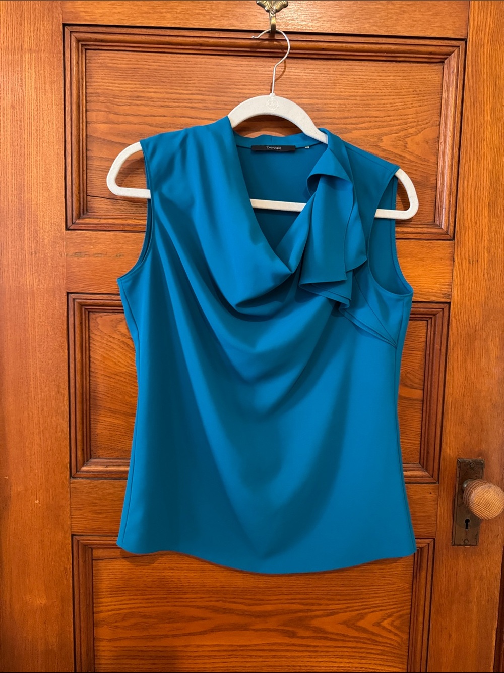 Teal Sleeveless Draped Neck Camisole